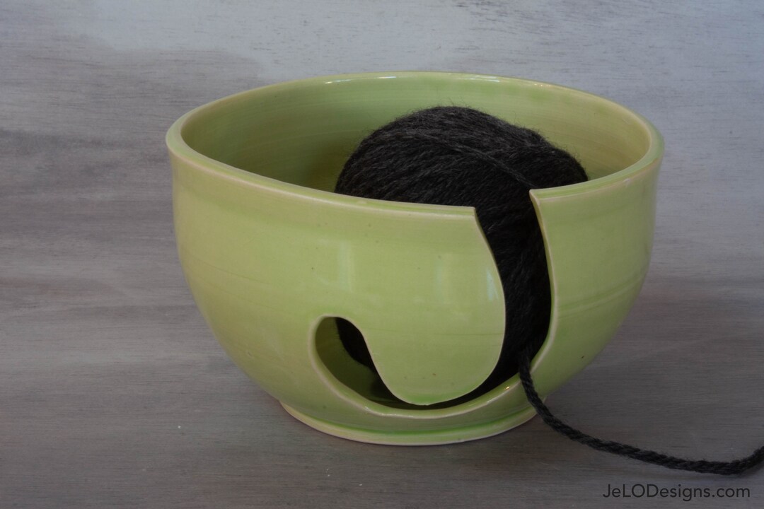 Handmade Ceramic Green Yarn Bowl for the Knitter or Crocheter Etsy