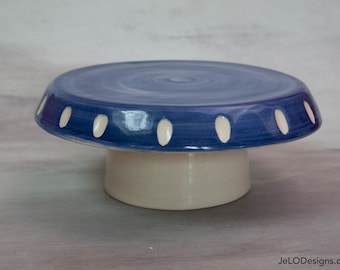 Mini Cake Platter in blue and white, a wonderful gift!