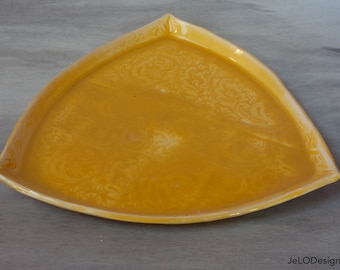 Handmade yellow ceramic platter for charcuterie, bread, crackers, mail and anything else