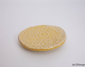 Tiny handmade ceramic trinket dish in various colors, great for paperclips, jewelry, tea bags, etc.