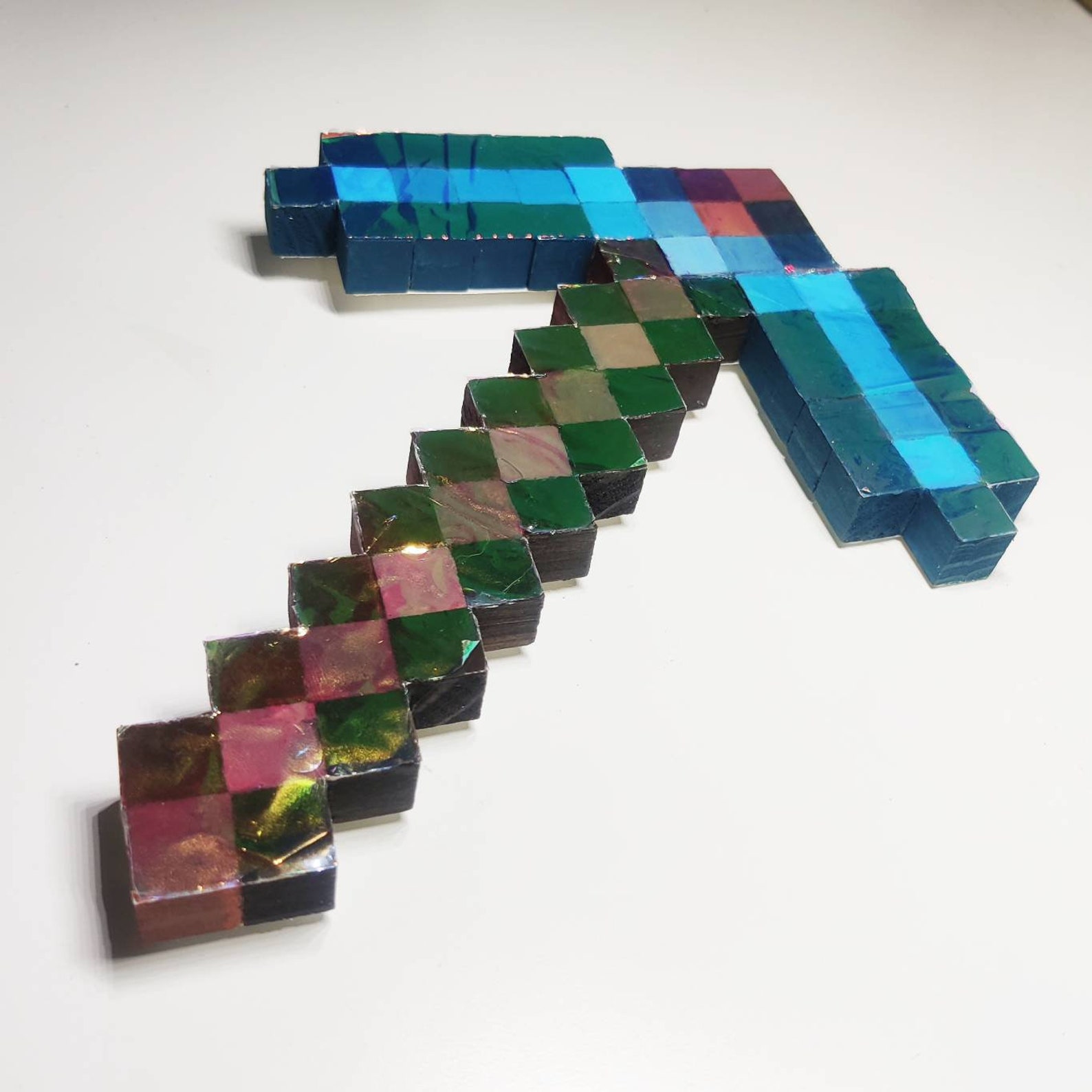 Minecraft enchanted diamond pickaxe wall decor etsy