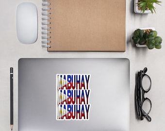 Mabuhay Philippines Flag Sticker, Filipino Pride Laptop Decal, Waterproof Vinyl (Tagalog Gift)