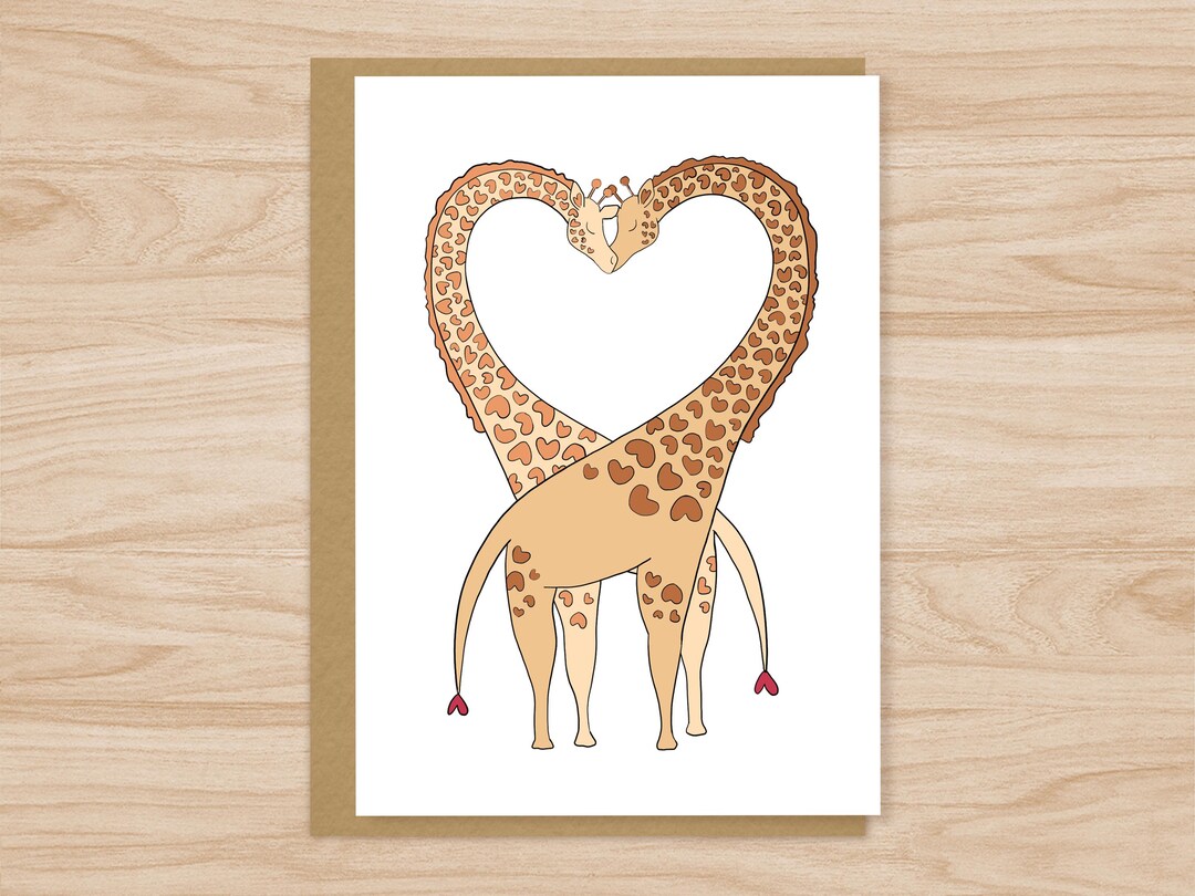 Giraffe Valentines Day Card, Giraffe Card, Love Card, Vday Card ...