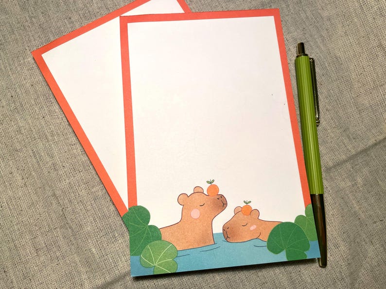 Capybara Notepad, Cute Notepad, Kawaii Stationary, Capybara Memopads ...