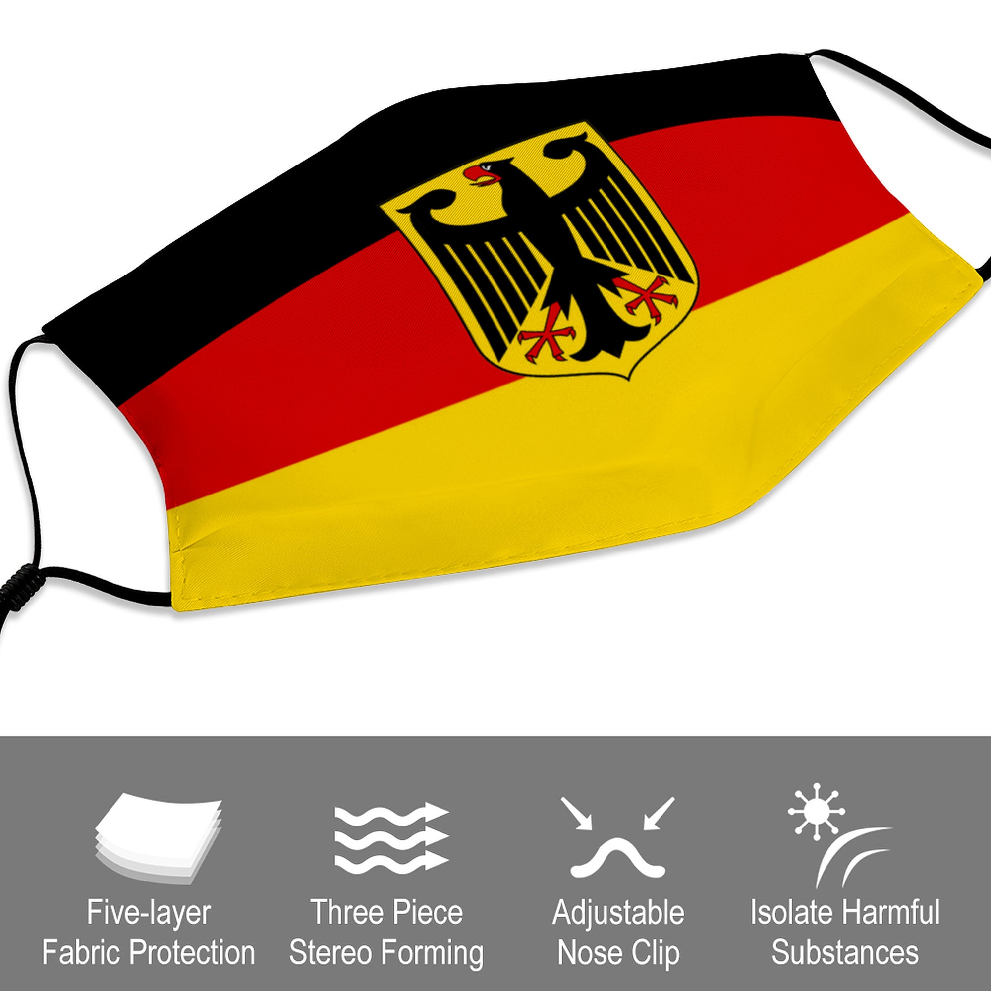 Flag Of Germany National Face Mask German Black Mask With Etsy