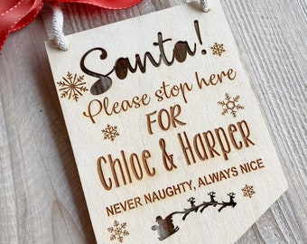 Santa Stop Here Personalised wooden Sign | Christmas Sign | Christmas Decor | Santa | Personalised  | Personalised Xmas decoration plaque