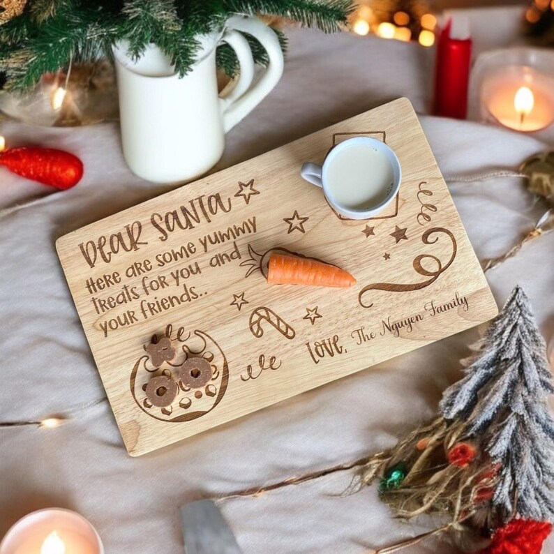 Personalised Double Sided Wooden Treat Board: Easter & Santa Milk and Cookies image 6