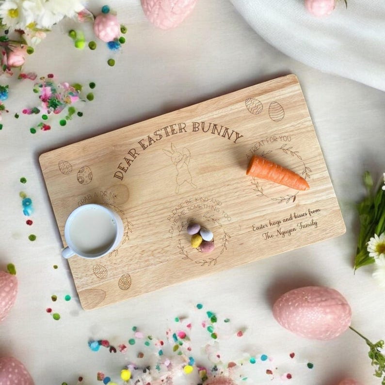 Personalised Double Sided Wooden Treat Board: Easter & Santa Milk and Cookies image 4