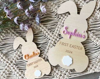 Personalised My First Easter Photo Prop | Wood Engraved 3D Photo plaque Keepsake | Baby Milestone |