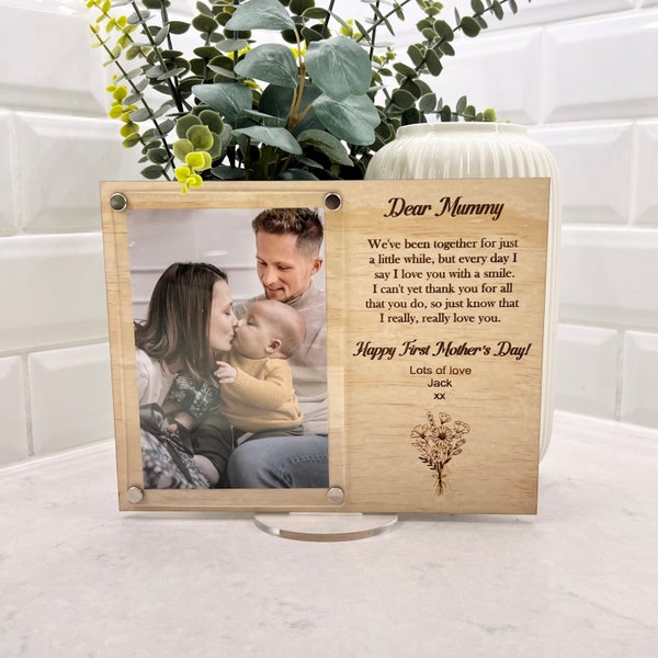 Personalised First Mother's day wood and acrylic mum frame | Mother's day gifts | Custom gift ideas for mum | First Mother's Day