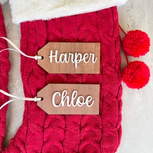 Personalised Wood Name Christmas Stocking Tag | Wood Custom Gift Tag | large Rustic 3D Gift Tag | Xmas Stocking Filler