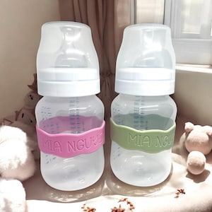 Personalised Silicone Bottle Bands | Custom Name Cup Labels for Kids | Sippy Cup and Water Bottle Name Bands | Daycare & School Gift