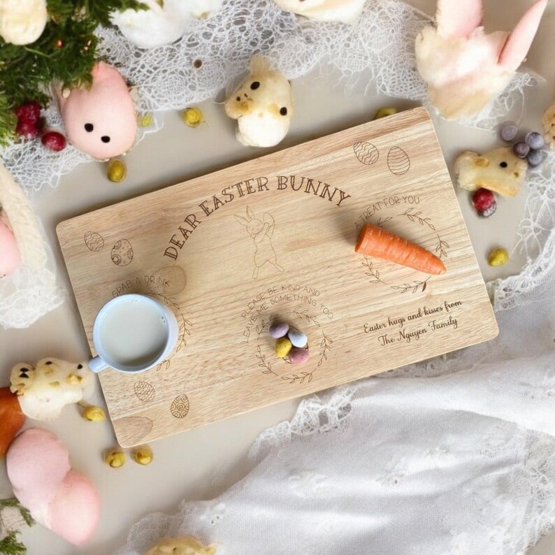 Personalised Double Sided Wooden Treat Board: Easter & Santa Milk and Cookies image 3