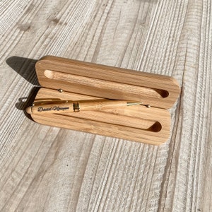 Personalised engraved bamboo pen and case for dad father's Day Gifts for dad personalised wood ball point black pen and case image 5