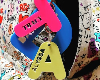 Personalized Acrylic Initial Keyring: Kids Bag Tag