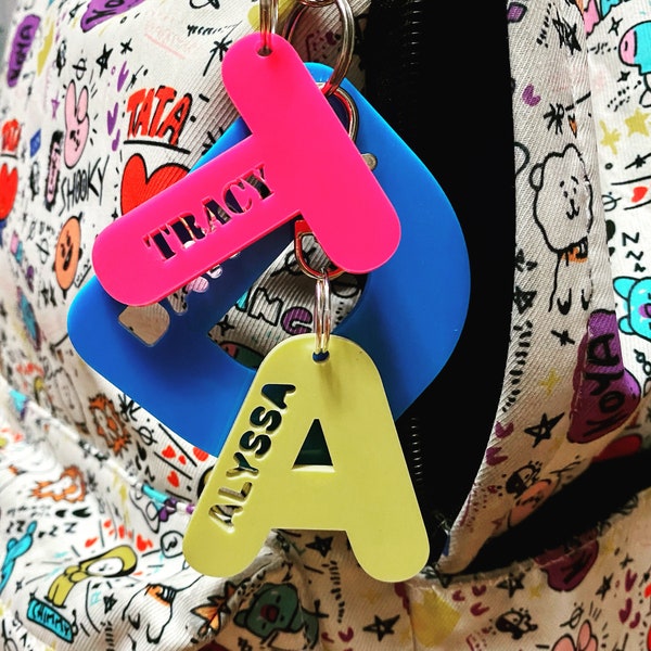 Personalised Acrylic keyring Bag Tag | Key rings | Kids | School | Bags | Gifts for kids | preschool | kindy| Name| Alphabet | Custom | Tags