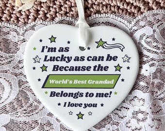 World's Best Grandad Heart Ceramic Keepsake | First Time Grandad Gift