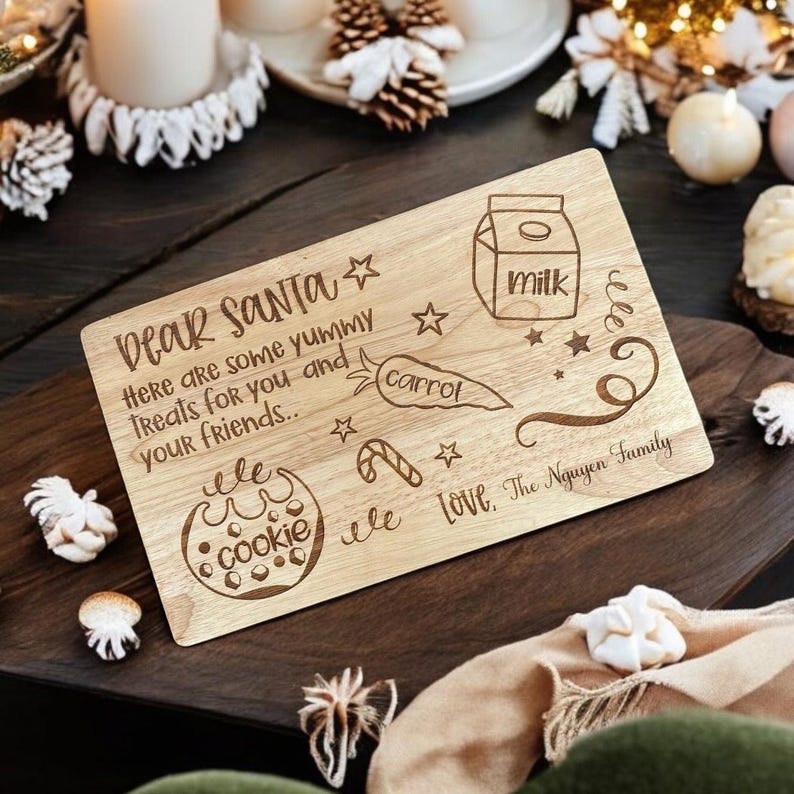 Personalised Double Sided Wooden Treat Board: Easter & Santa Milk and Cookies image 2
