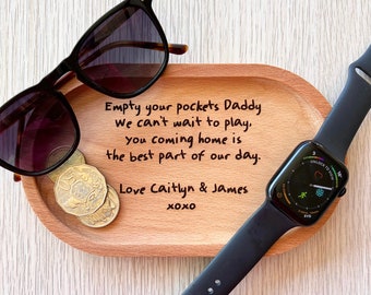 Personalised Beechwood Daddy's Key Tray | Wallet tray | Father's Day | gifts for dad | gifts for grandpa | Engraved | Custom