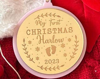 Personalized First Christmas Ornament: Engraved Acrylic Keepsake
