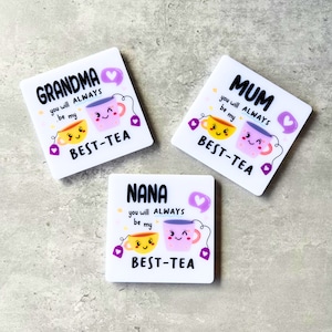 Best Tea Acrylic coasters great gift idea for mum or grandma |