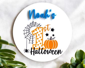 Placa personalizada "Mi primer Halloween": accesorio fotográfico para bebé