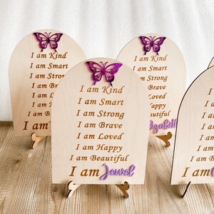 Personalised Wooden Affirmation Engraved board butterfly | Daily Affirmations | kids bedroom decor