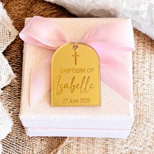 Mini Acrylic Arch Shape Tags engraved | Favours | Name tags | Easter | Christening | Wedding | Baptism | Candle maker | bomboniere