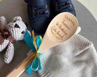 Cake smash wooden spoon 1st Birthday Personalised engraved photo prop | 1st Birthday | baby boy | baby girl