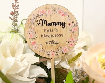 Plant markers for mum | Gifts for mum | Gifts for nan | Mother's Day | Floral Plant Markers | Wood Flower Markers |