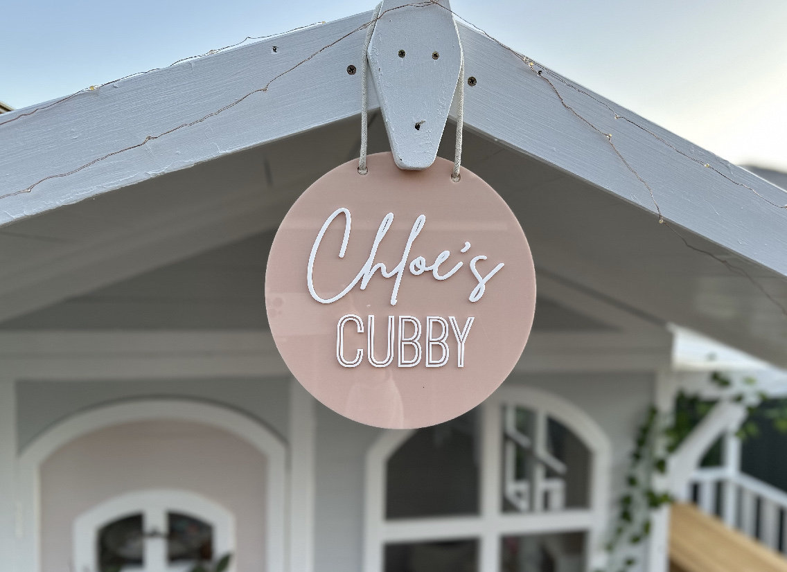 Personalized Acrylic Cubby House Sign: 3D Effect Kids Decor