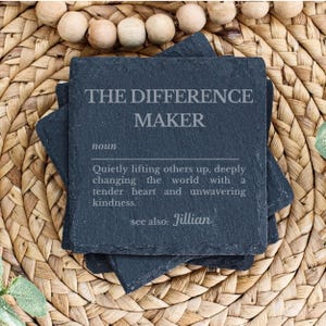 Personalised Difference Maker Slate Plaque, Engraved Teacher Definition Sign, Custom Gift