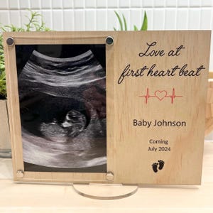 Baby Ultrasound announcement frame love at first heart beat | Pregnancy Frame | Ultrasound Frame | Sonogram | Personalised Wood Frame