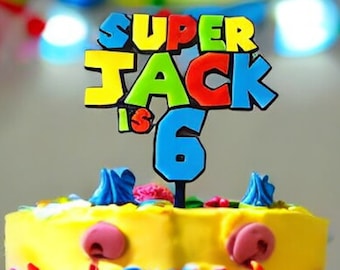 Personalized Super Mario Cake Topper: 3D Acrylic Birthday Party Decor