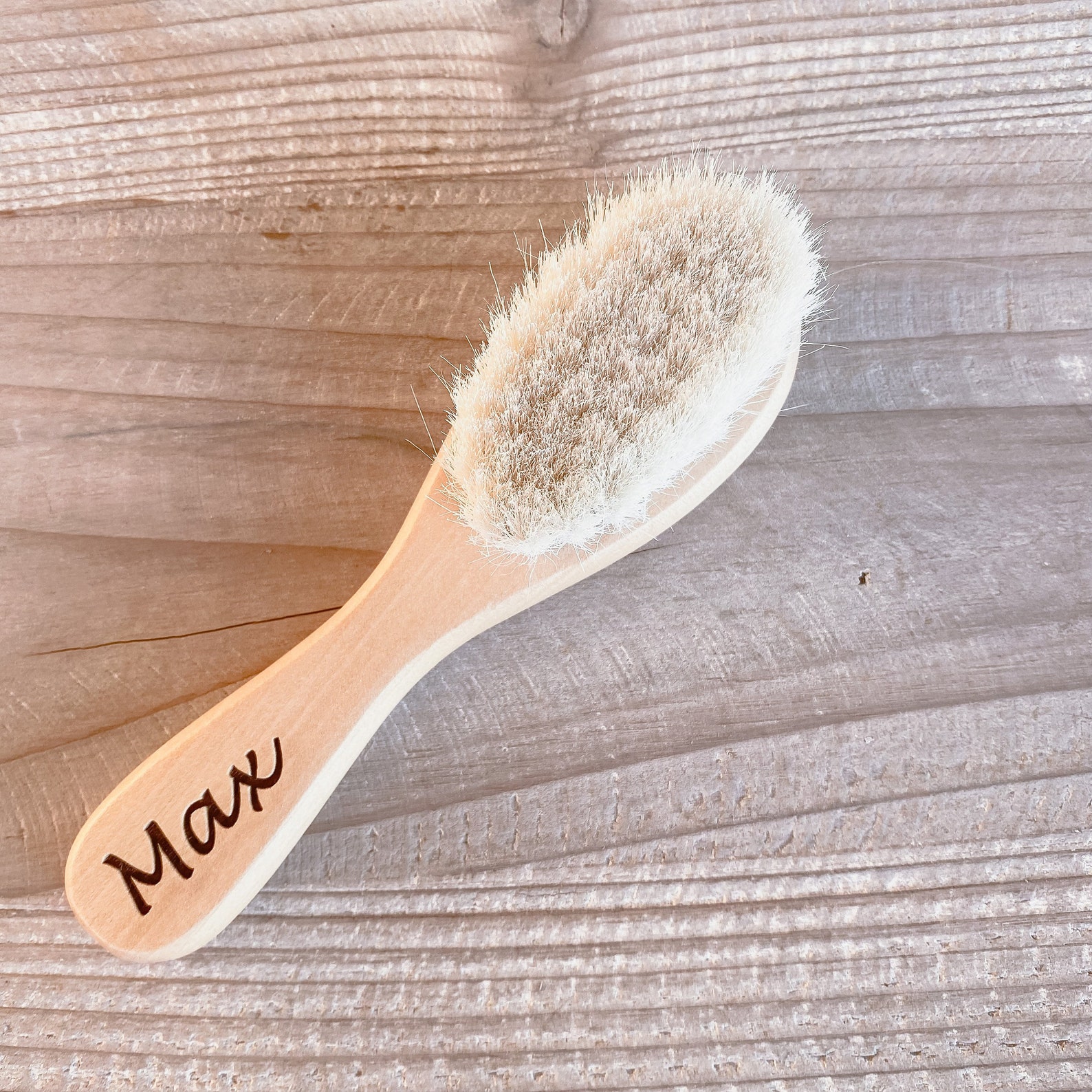 Personalised Beechwood Babys First Hair Brush Engraved Baby Etsy