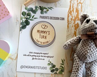 New parent decision coin | Novelty gift for new parents |  Baby shower gift | new baby gifts | New parent gifts