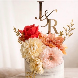 Personalised Acrylic Engagement Cake Topper 13cm Custom Initials Wedding Monogram Sign