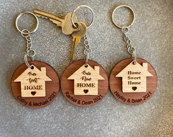Personalisierte New Home Schlüsselanhänger | Tasmanian Oak Holzgravur, Einweihungsgeschenk