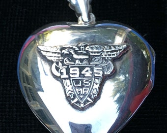 1945 USMA Sterling Bubble Heart-medaillon