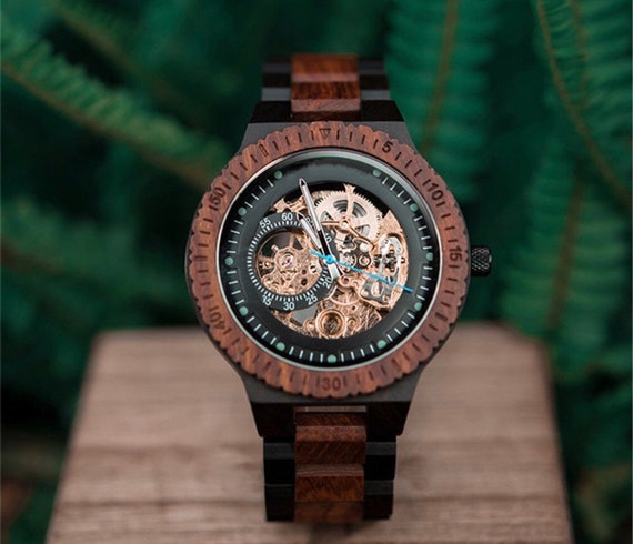 Engraved clearance skeleton watch