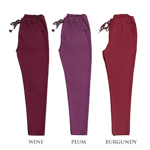 Nordbury Pantalon uni stretch italien pour femme, coupe magique, pantalon de jogging décontracté Magic Crushed pour femme image 3