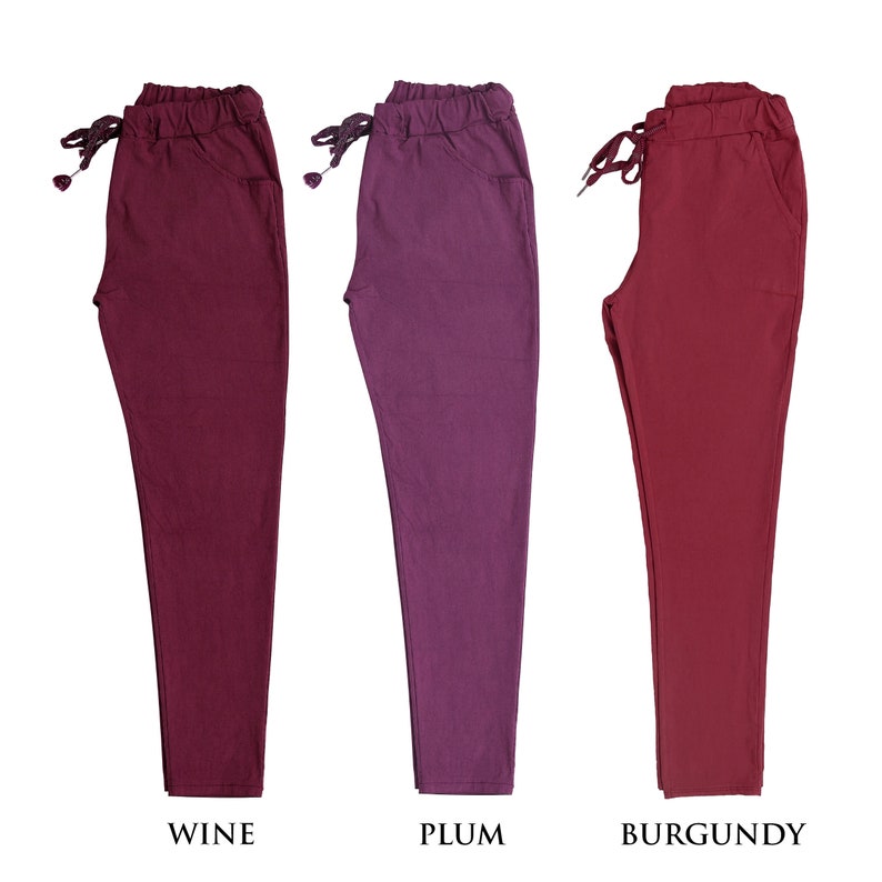 Nordbury Pantalon uni stretch italien pour femme, coupe magique, pantalon de jogging décontracté Magic Crushed pour femme image 3