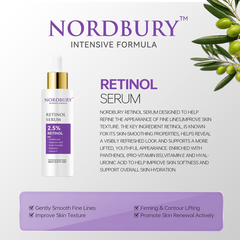 2.5% Retinol Serum, Hyaluronic Acid, Night Renewal image 3