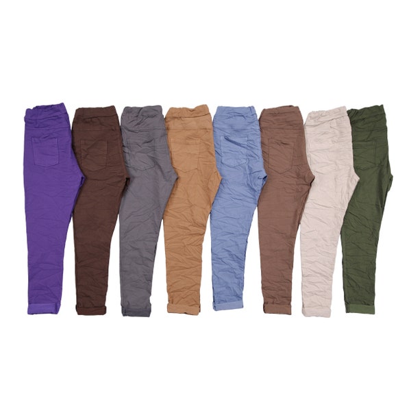 Nordbury Ladies Italian Stretch Plain Fit Pants Magic Trousers Womens Magic Crushed Style Casual Joggers with Back Pockets