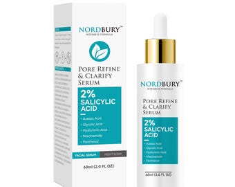 Pore Refine & Clarify Serum for Oily, Blemish-Prone Skin, Salicylic and Azelaic Acid Facial Serum - 60ml