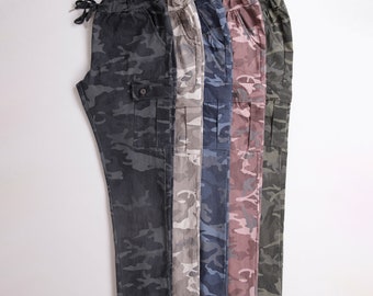 Nordbury Ladies Italian Stretch Camo Pant Army Print Magic Trousers Joggers With Camo Pockets