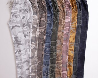 NEW Italian Camo Army Sequin Magic Pants Turn Up Trousers To Fit Size 10 12 14 1 NEW Italian Camo Army Sequin Magic Pants Turn Up Trousers To Fit Size 10 12 14 1