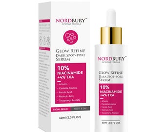 Glow Refine Niacinamide Face Serum, Brightening, Hydrating, Fade Dark Spots & Smooth Texture with Tranexamic Acid and Hyaluronic Acid - 60ml