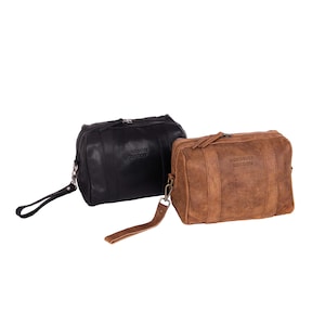 NORDBURY Mens Wash Bag, Real Leather Toiletry Bag, Shower Caddy Bag
