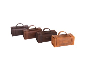 Nordbury Trousse de toilette pour homme, trousse de toilette en cuir véritable, sac de douche